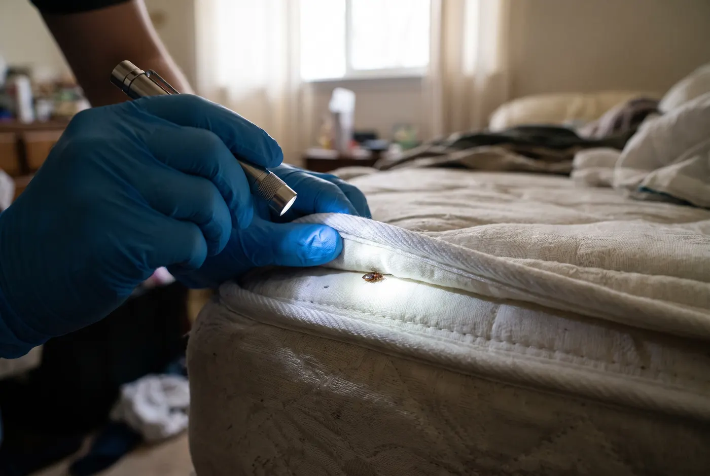 Bedwants in de naad van een matras